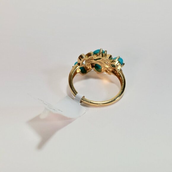 Sterling Silver Turquoise & White Topaz Ring (Appraised, Natural Gemstones, 925) - Picture 6 of 15